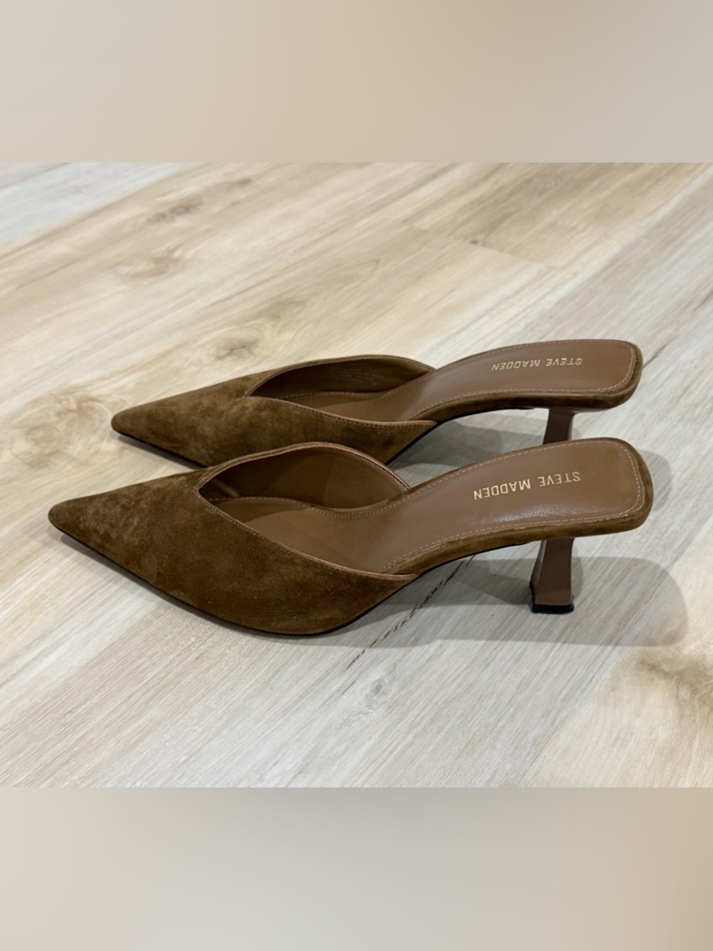 Steve Madden Brown Suede Pointed Mule Heels